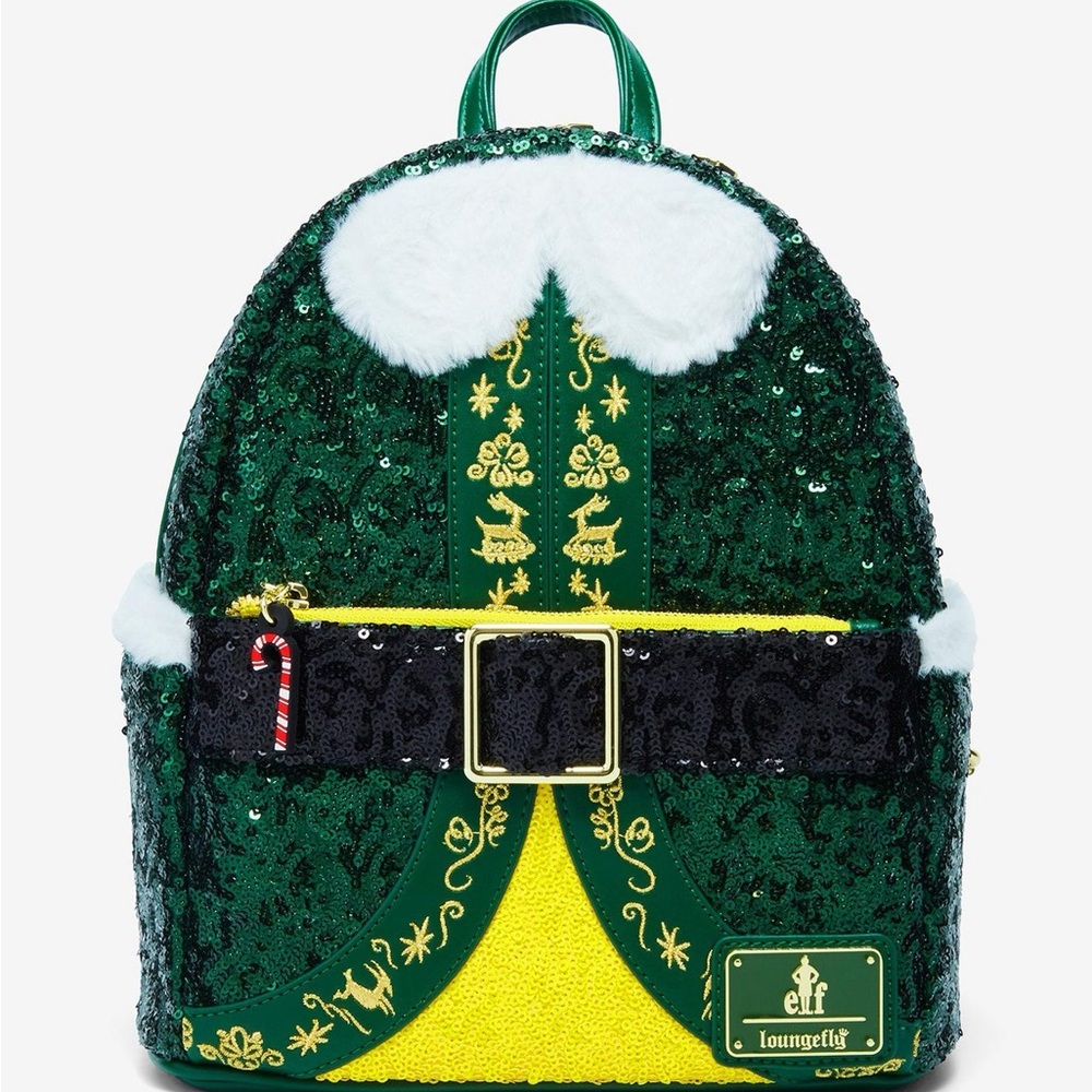 Loungefly Elf Sequin Mini Backpack NWT - image 5